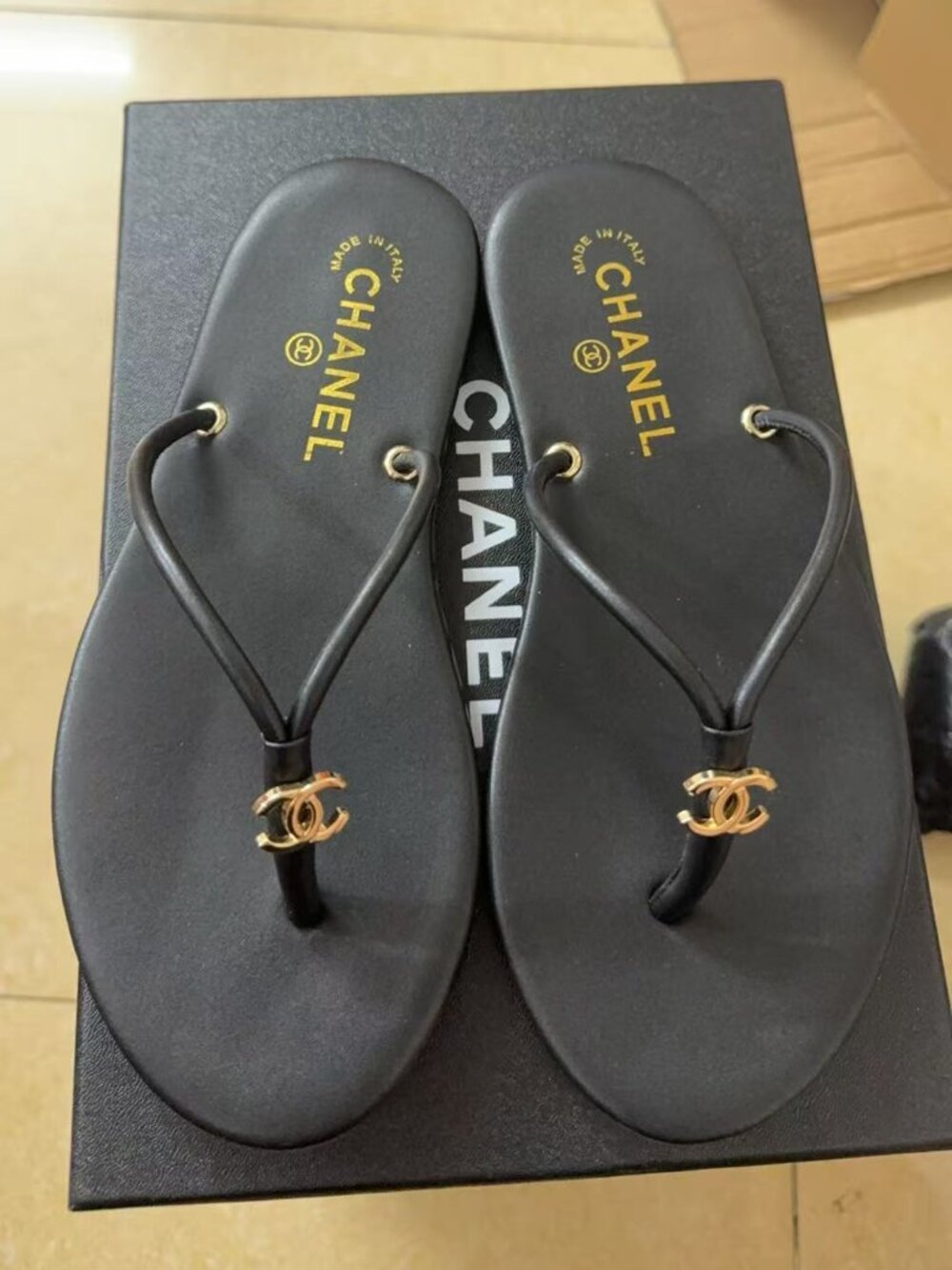 Chanel Flip Flops Thong Sandals Size 38
